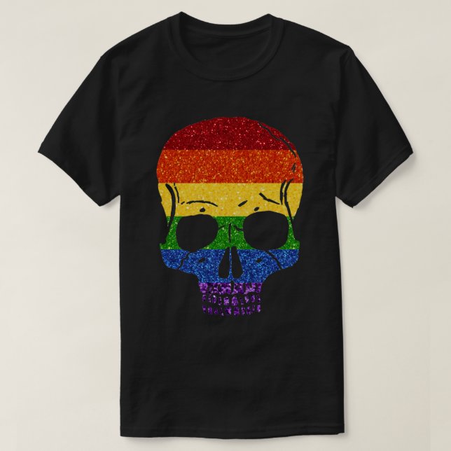 HBT Glitter Rainbow Skull T Shirt (Design framsida)
