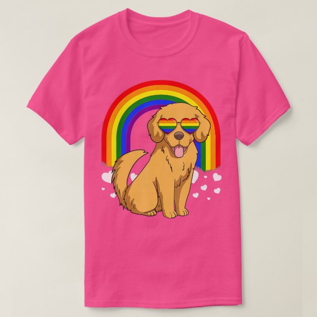 HBT Golden Retriever Hund Gay pride Rainbow LGBTQ T Shirt (Design framsida)