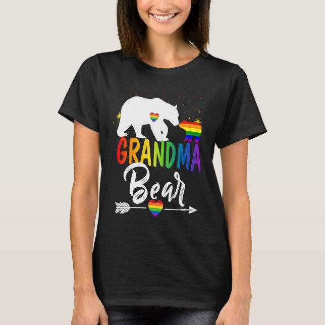 HBT Grandma Bear Gay pride Högers Rainbow Grandma T Shirt (Framsida)