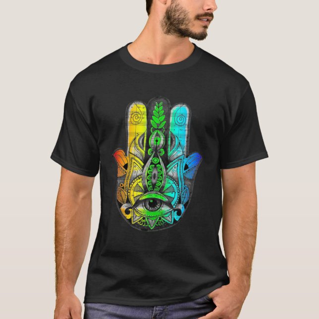HBT Hamsa Hand Yoga Tattoo T Shirt (Framsida)
