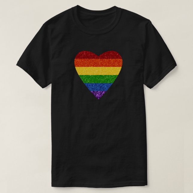 HBT Heart-Pridet Flagga Glitter T Shirt (Design framsida)