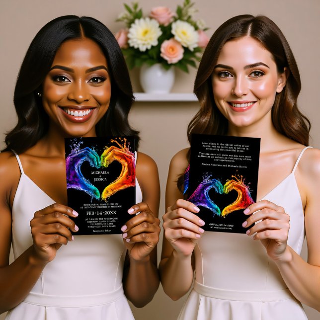 🌈 HBT Hjärtat ❤️ Pridet bröllop Inbjudningar (LGBTQ Heart of Pride wedding Invitation)