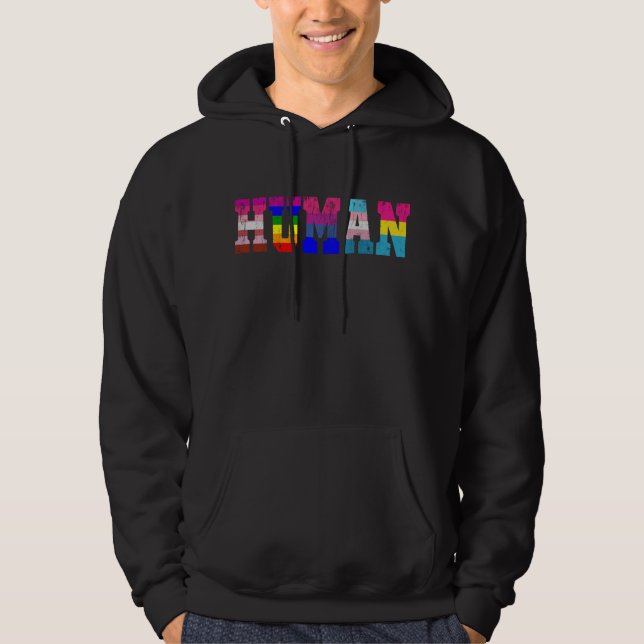 HBT Human Flagga LGBT Pride Månad för HGBTQ-regnbå Hoodie (Framsida)