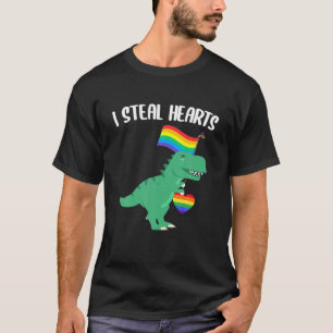 HBT I Steal Hearts Trex Dinosaur Gay pride Lesbia T Shirt