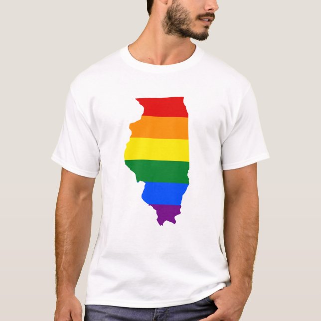 HBT Illinois, US statlig flagga karta T-Shirt (Framsida)