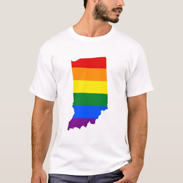 HBT Indiana, US statlig flagga karta T-Shirt (Framsida)