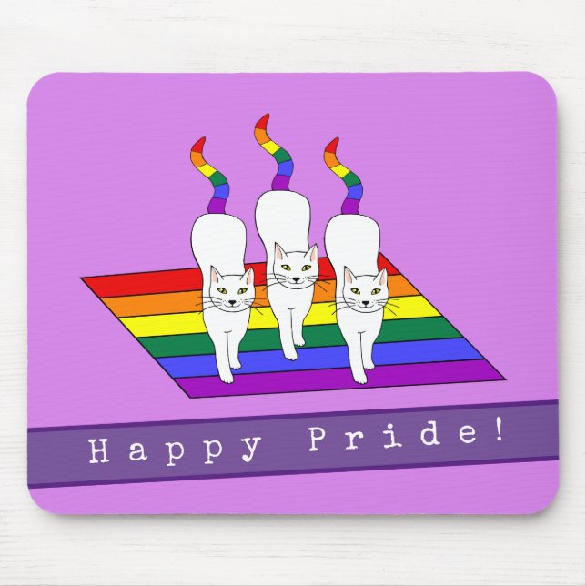 HBT-katter i Pride Lycklig med regnbåge av Flagga Musmatta (Framsidan)