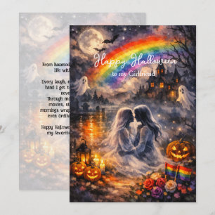 🎃🌈 HBT Lesbisk Halloween-kort för kärlek Inbjudningar