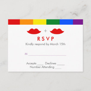 HBT-Lesbisk Läppar Rainbow Bröllop OSA Kort