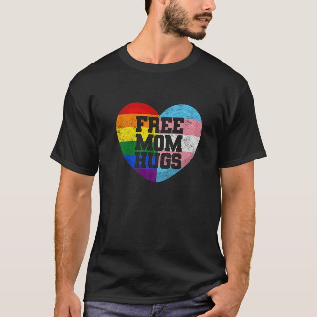 HBT Mors dag Rainbow Pride Month Free Mamma Hug T Shirt (Framsida)