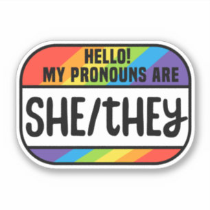 HBT-Namn bricka, icke-binära pronouns, de Klistermärken