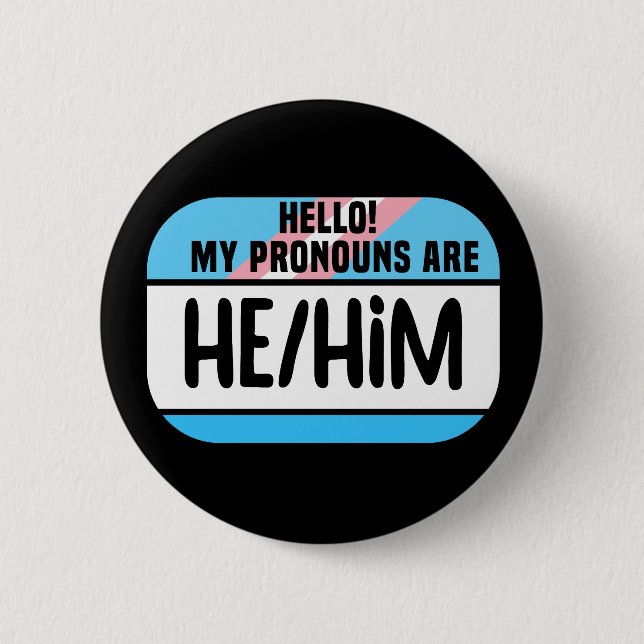 HBT Namn bricka Transgender Pronouns he Transm Knapp (Framsida)