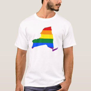 HBT New York, US statlig flagga karta T-Shirt
