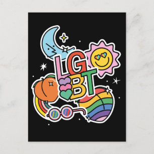 HBT+Pride. Äkta kärlek. Regnbåge flagga. Vykort