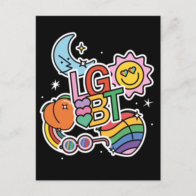 HBT+Pride. Äkta kärlek. Regnbåge flagga. Vykort (Framsida)