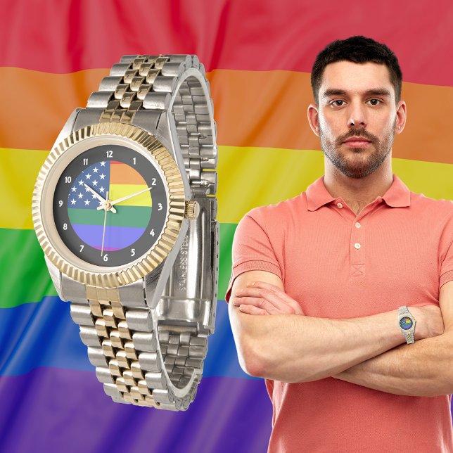 HBT-Pride Amerikanska Flagga med stjärnor Armbandsur (LGBT Pride American Flag with Stars Watch)