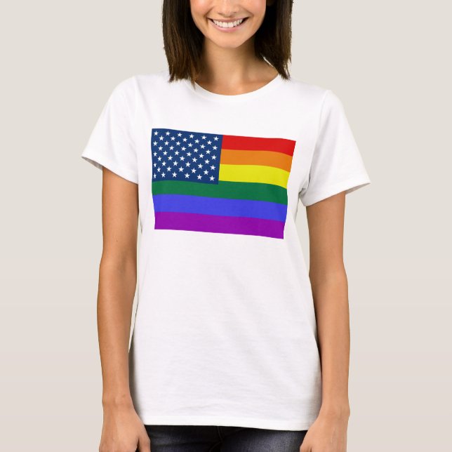 HBT-Pride Amerikanska Flagga med stjärnor T Shirt (Framsida)