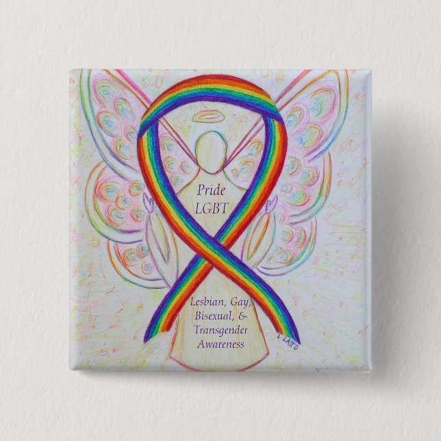 HBT-Pride Awareness Angel Ribbon Anpassningsbar Pi Knapp (Framsida)