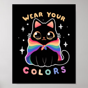 HBT-Pride Cat - Kawaii Rainbow Kattunge - Bära din Poster