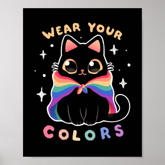 HBT-Pride Cat - Kawaii Rainbow Kattunge - Bära din Poster (Framsidan)