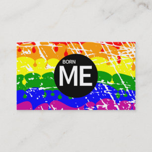 HBT-Pride Flagga, färgad, född mig Visitkort