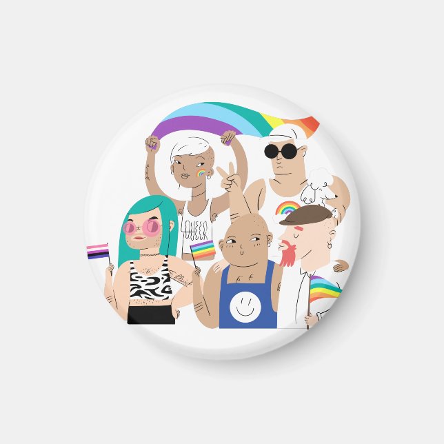 HBT+Pride. GAY kärlek. Regnbåge flagga. Magnet (Framsidan)