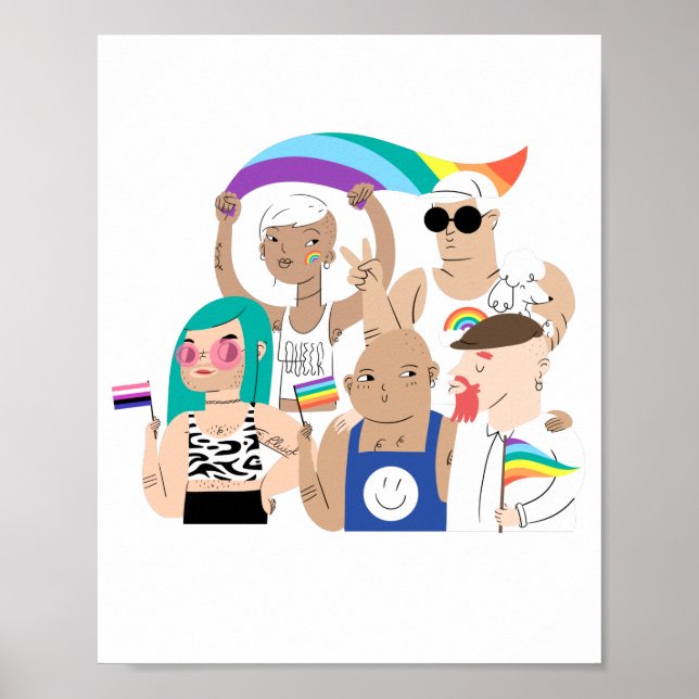 HBT+Pride. GAY kärlek. Regnbåge flagga. Poster (Framsidan)