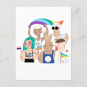 HBT+Pride. GAY kärlek. Regnbåge flagga. Vykort