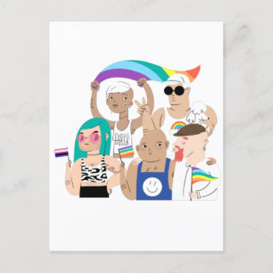HBT+Pride. GAY kärlek. Regnbåge flagga. Vykort