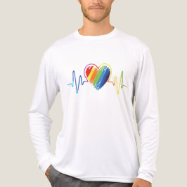 HBT-Pride Gay Lesbisk Modern regnbåghjärtslag T Shirt