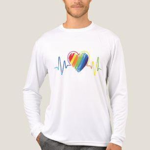 HBT-Pride Gay Lesbisk Modern regnbåghjärtslag T Shirt