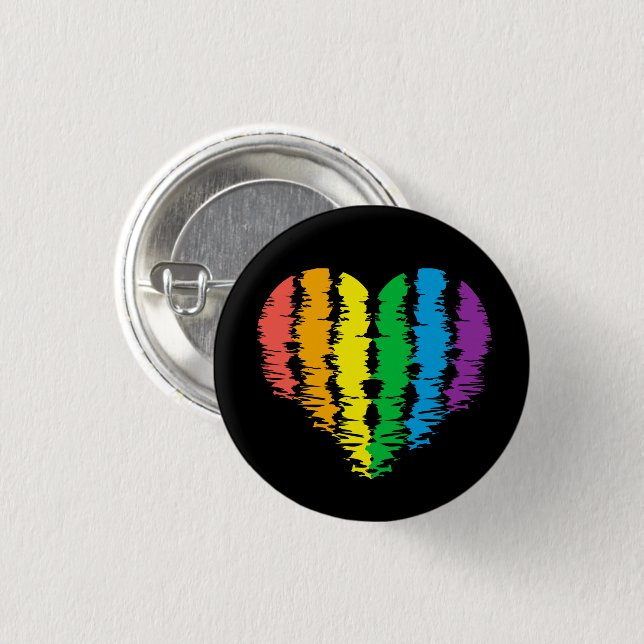 HBT+pride. Hjärtregn. Knapp (Framsida & baksida)