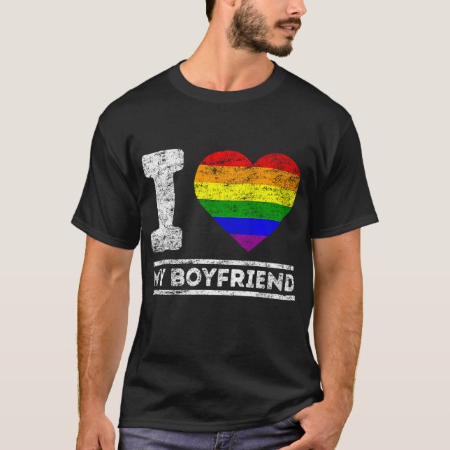 HBT-Pride I Kärlek Min Boykompis Rainbow Support F T Shirt (Framsida)