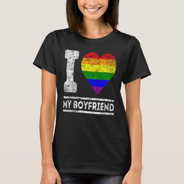 HBT-Pride I Kärlek Min Boykompis Rainbow Support F T Shirt (Framsida)