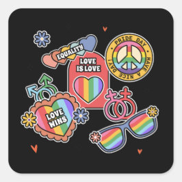 HBT+pride. Kärlek är kärlek, jämlikhet, Pridets da Fyrkantigt Klistermärke