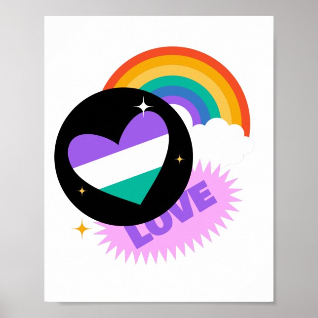 HBT+Pride. Kärlek. Hjärtregn. Poster (Framsidan)