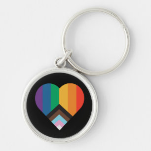 HBT+pride kärlek. Rainbow flagga Keychain Rund Silverfärgad Nyckelring