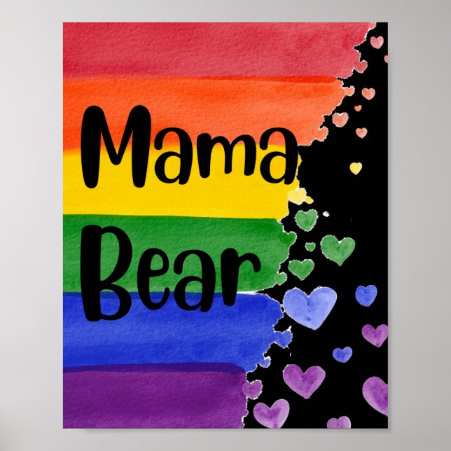 HBT+pride. Mamma björn. Rainbow kärlek. Poster (Framsidan)