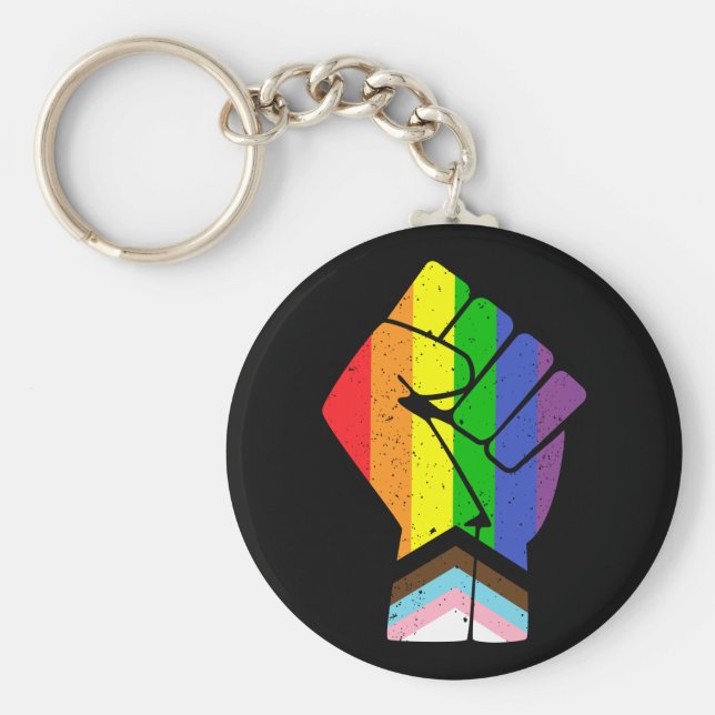 HBT-Pride (Progress)-Flagga med upphöjt värde Nyckelring (Framsidan)