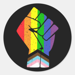 HBT-Pride (Progress)-Flagga med upphöjt värde Runt Klistermärke