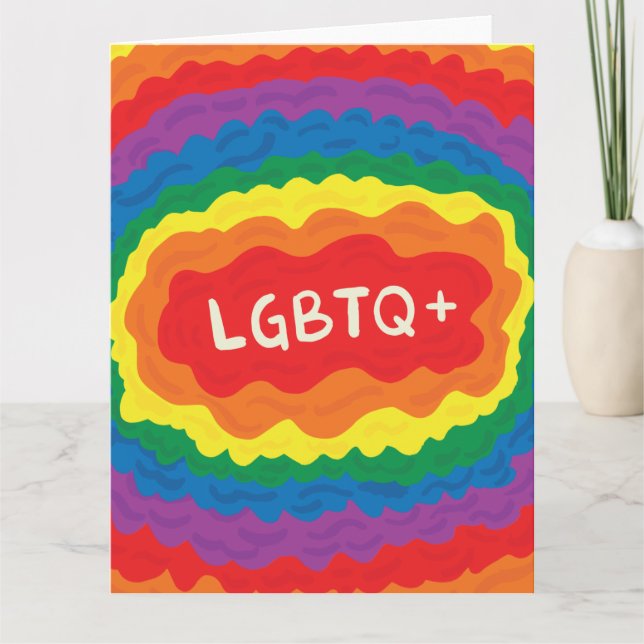 HBT+pride. Quer, regnbåge färg. Kort (Framsida)