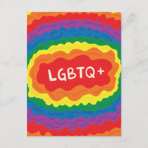 HBT+pride. Quer, regnbåge färg. Vykort