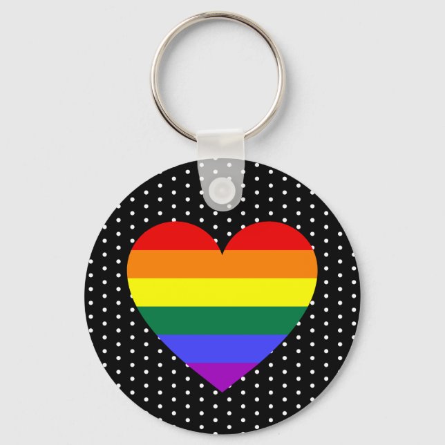 HBT-Pride Rainbow Heart Nyckelring (Framsida)