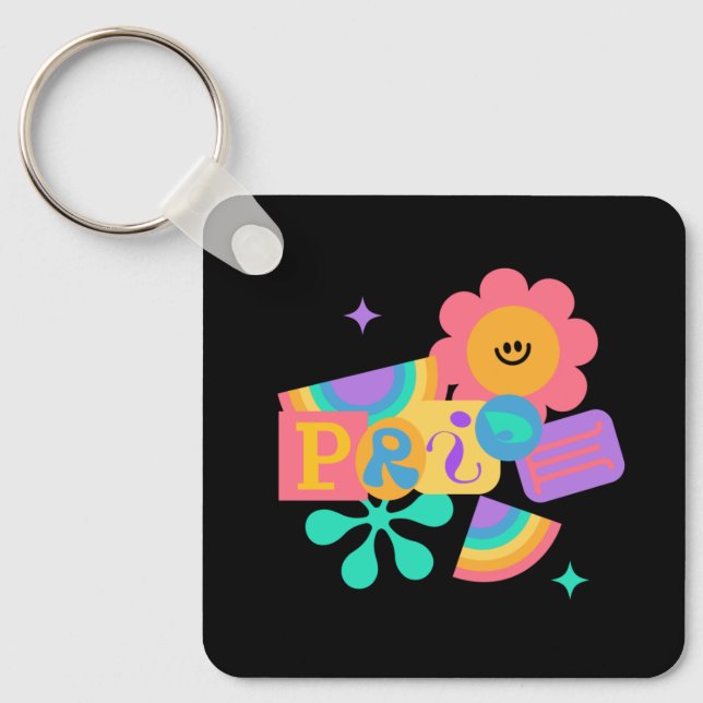 HBT+pride. Rainbow kärlek. Solros kärlek. Nyckelring (Framsida)