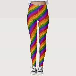 HBT-Pride Regnbåge Färg Strips Knitting Mönster Leggings