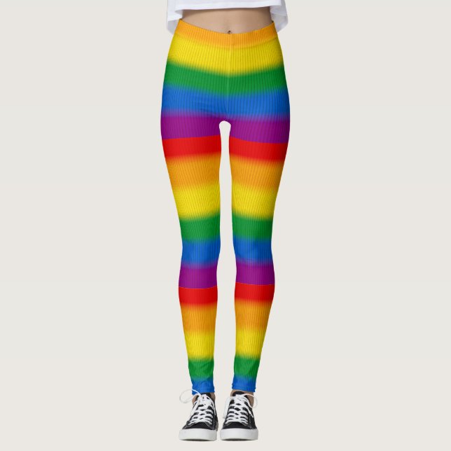 HBT-Pride Regnbåge Färg Strips Leggings (Framsida)