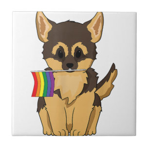 HBT-Pride Tyskt Shepherd Hund rainbow flagga Gay L Kakelplatta