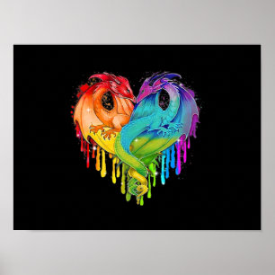 HBT-Pridet Dragon Heart Rainbow Heart Dragon LGBT Poster
