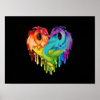HBT-Pridet Dragon Heart Rainbow Heart Dragon LGBT Poster