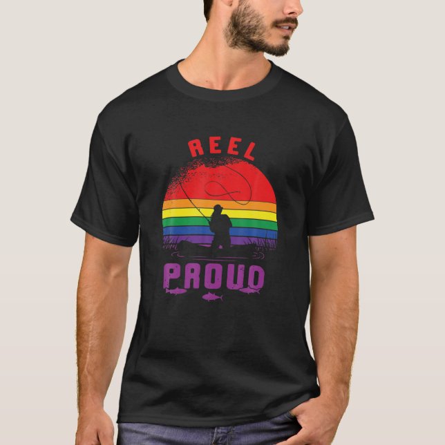 HBT-Pridet Fishing Reel Proud Gay Lesbisk Angler R T Shirt (Framsida)